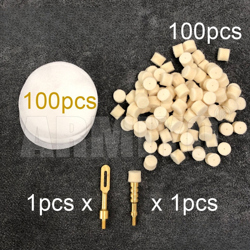 Armiyo  Chamber Cleaning Wool Felt Pad 6cm Diameter Patches with Brass Jag Puller Holder Solid Slot 