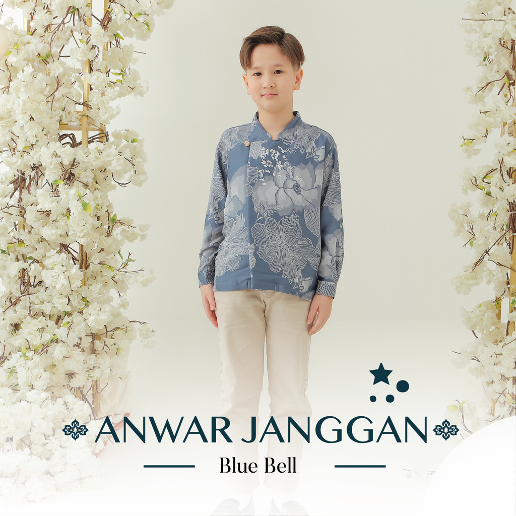 HASBI.SHOP Dara - Anwar Janggan Denim Boys Shirt / Kemeja Anak Laki-Laki / Kemeja Couple / Sarimbit 
