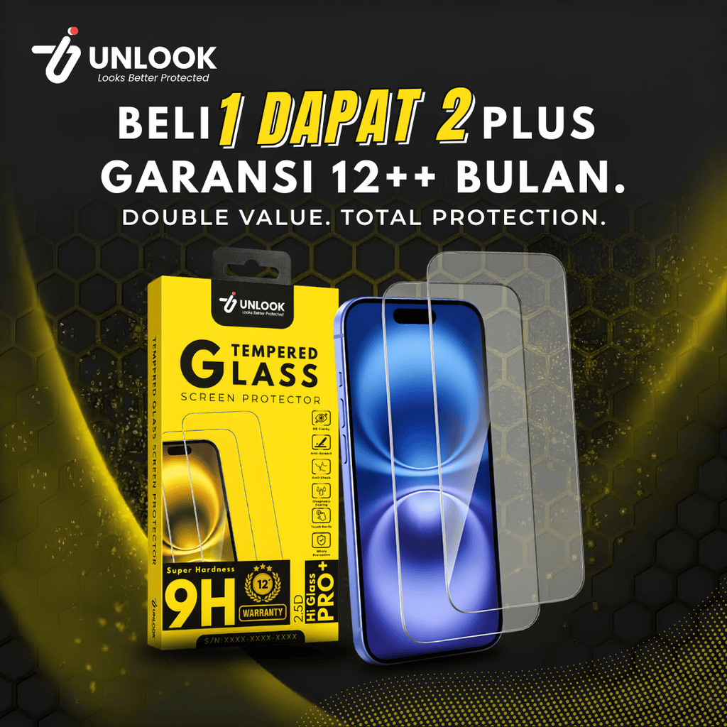 UNLOOK 2IN1 12+ Tempered Glass Display Protector for TECNO Pop 9 5G, 8, 7 PRO, 7, 6 Pro, 5 Pro, 5 LT
