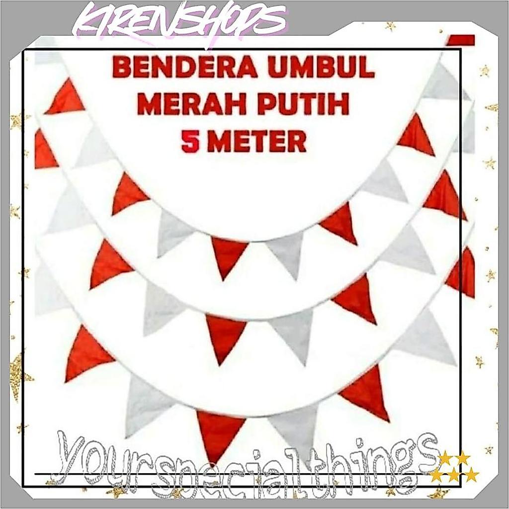 BENDERA SEGITIGA MERAH PUTIH / BENDERA KAIN SEGITIGA / BENDERA KAIN MERAH PUTIH / UMBUL UMBUL KAIN M