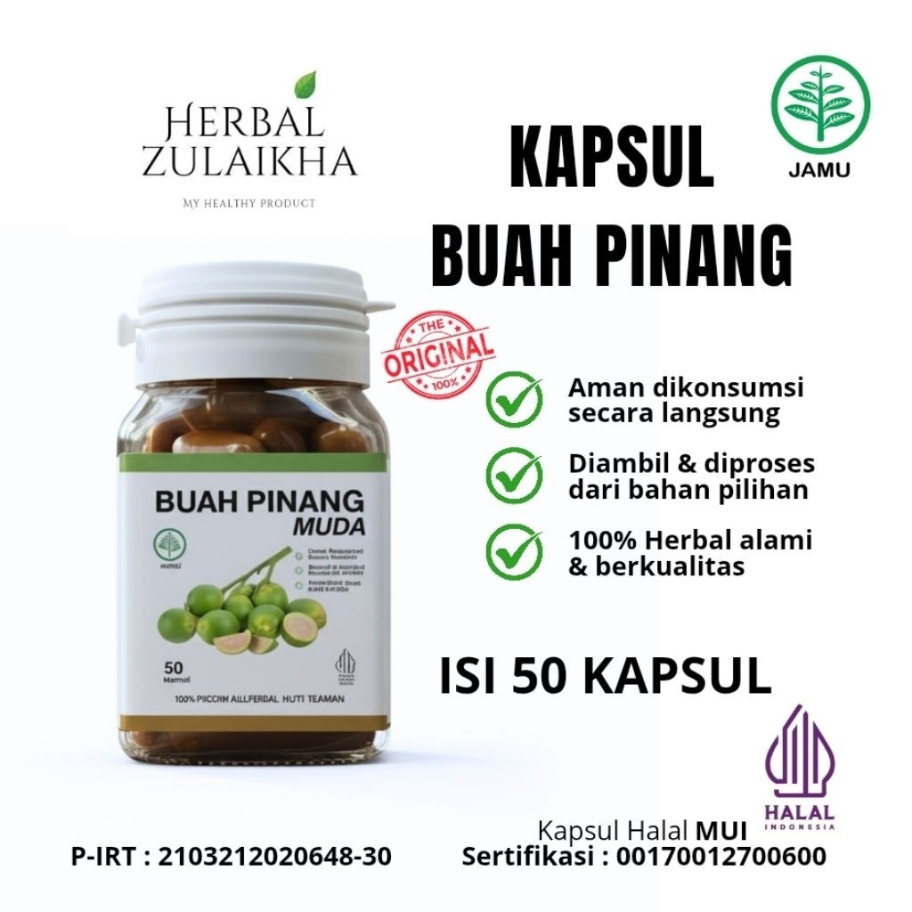 100% ORIGINAL KAPSUL BUAH PINANG MUDA KAPSUL HERBAL TRADISIONAL Herbal - Kapsul Buah pinang Asli (is