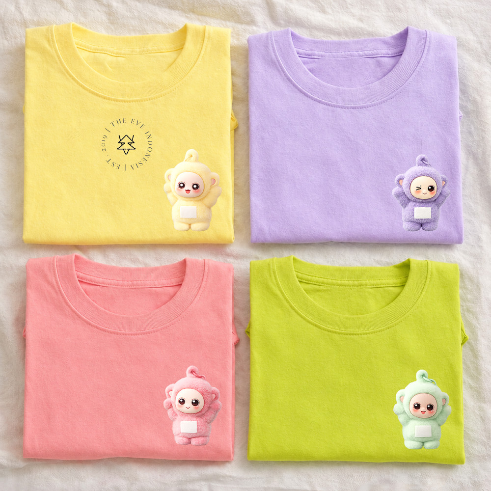 Theeve KAOS TSHIRT Teletubbies Ver 1 | Kaos Keluarga Wanita dan Anak Bahan Katun Cotton Combed 30s