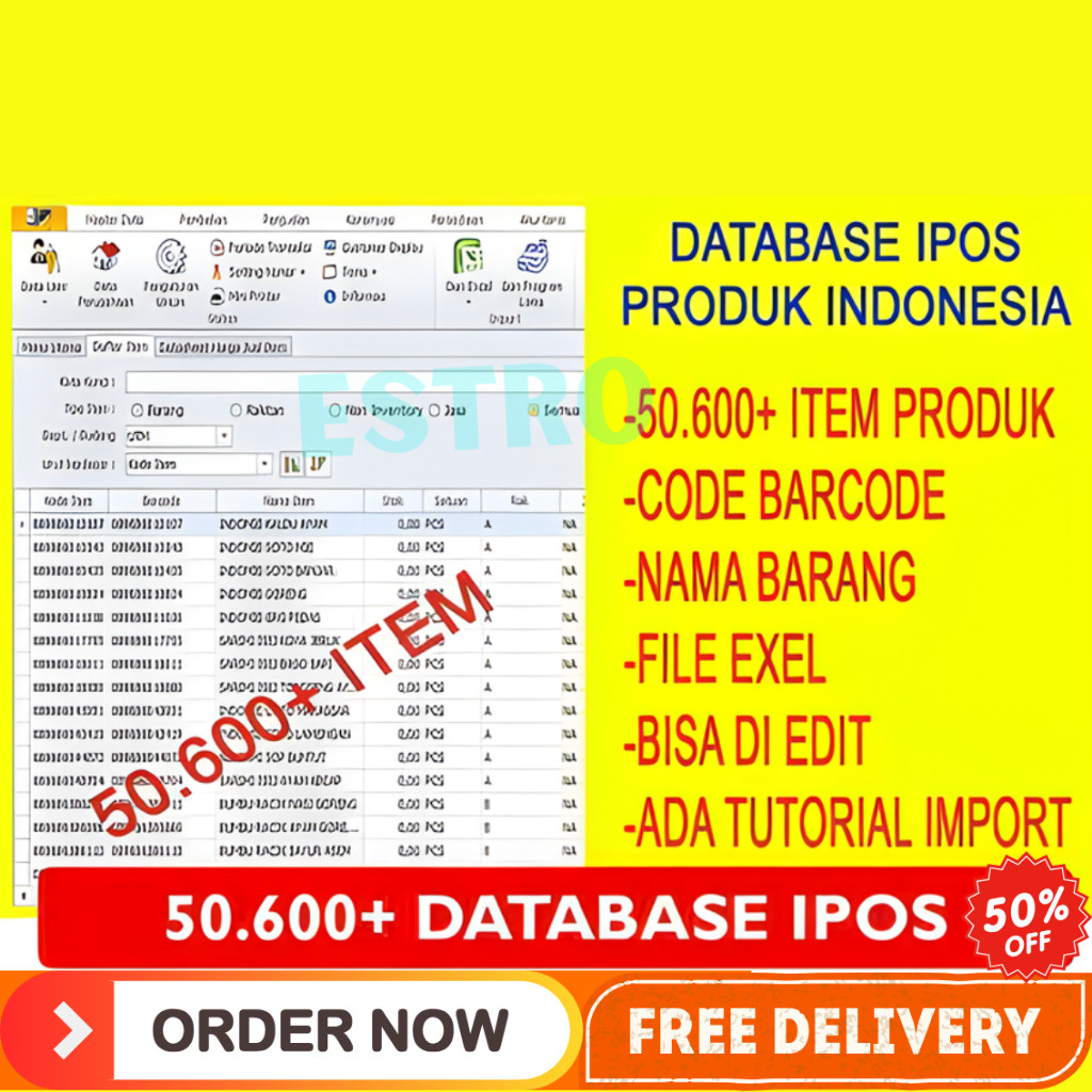 Bundle Database Import 50.600 Item IPOS 4 & 5 Data Produk Indonesia Program Kasir Toko IPOS4 Premium