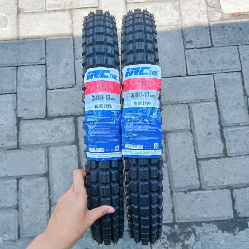 BAN LUAR MOTOR IRC 300-17 TR RING 17 MOTIF TRIAL [ KOTAK KOTAK KECIL] TUBETYPE ORIGINAL INOUE RUBBER