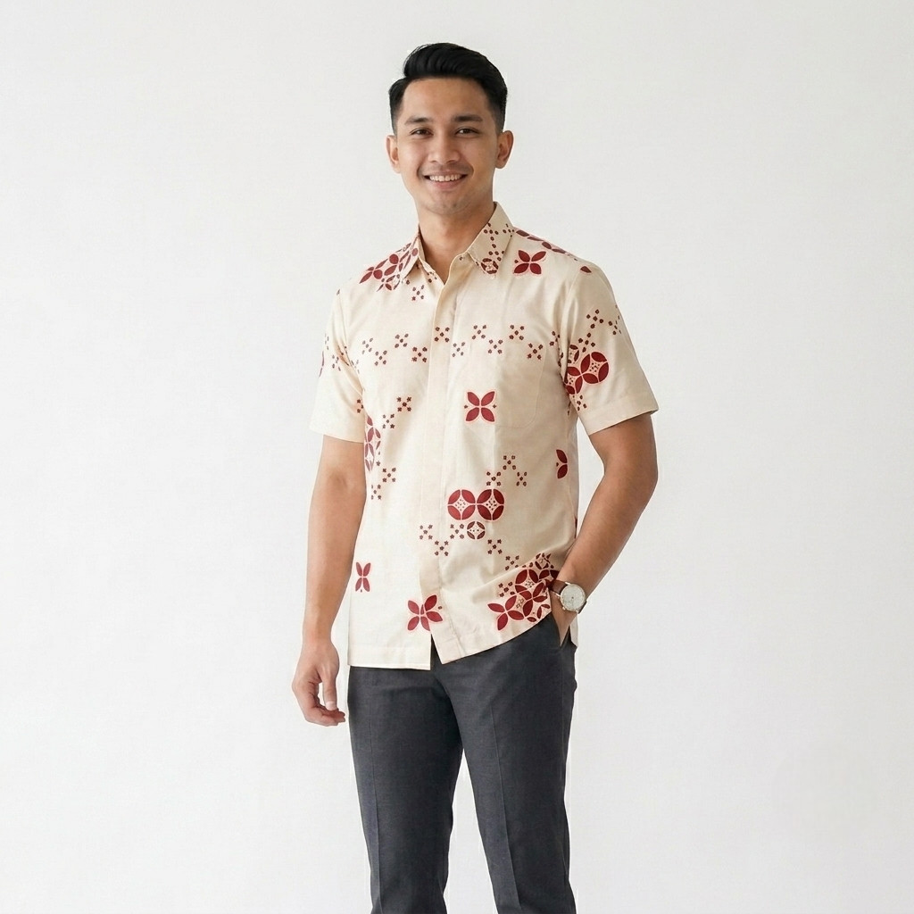 MARGARIA BATIK - Kemeja Hendra - Kemeja Batik Pria Lengan Pendek - Bahan Katun Premium