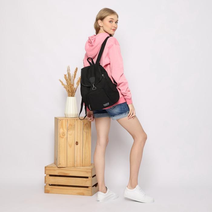 Tas Ransel Wanita TR5LITE Canvas Polos Hitam Martin Versa Backpack Polos - BLACK