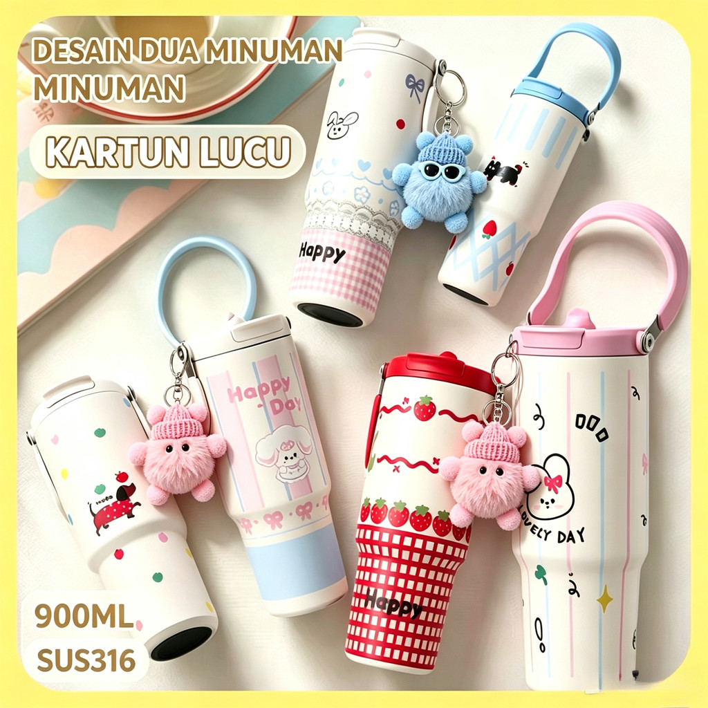 [COD] Mug Termos Stainless Steel 900ml, kapasitas 900ml, tahan panas dan tahan dingin, terbuat dari 