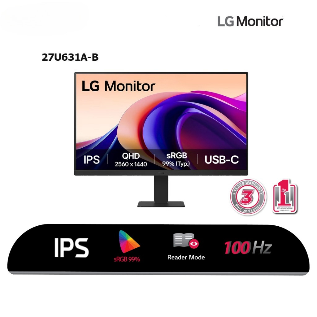 LG MONITOR G5 27 INCH 27U631A-B IPS QHD 1440P 5MS 100HZ HDR10 HDMI+USB-C SPEAKER TILT 3Y