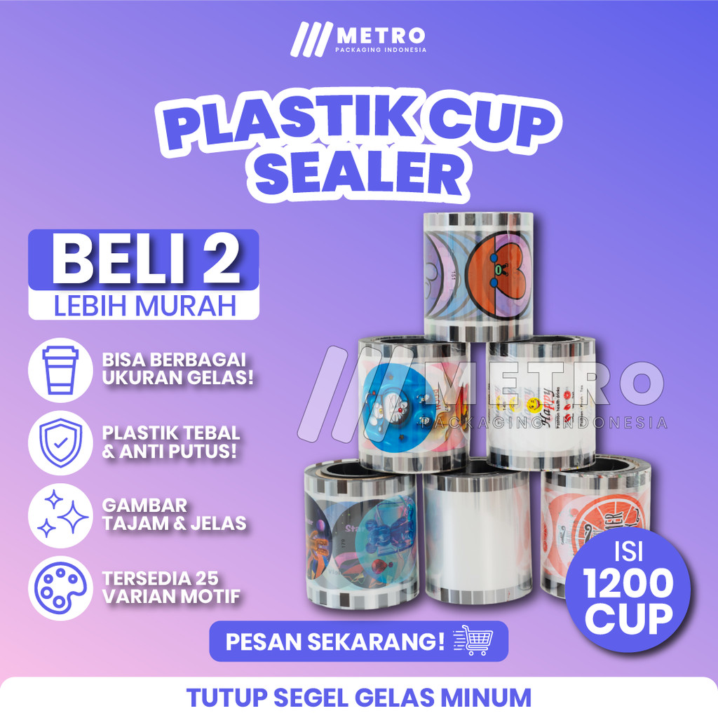 Cup Sealer Isi 1200 Cup / Plastik Lid Cup Sealer / Tutup Gelas / Tutup Minuman Gelas / Cup Minuman