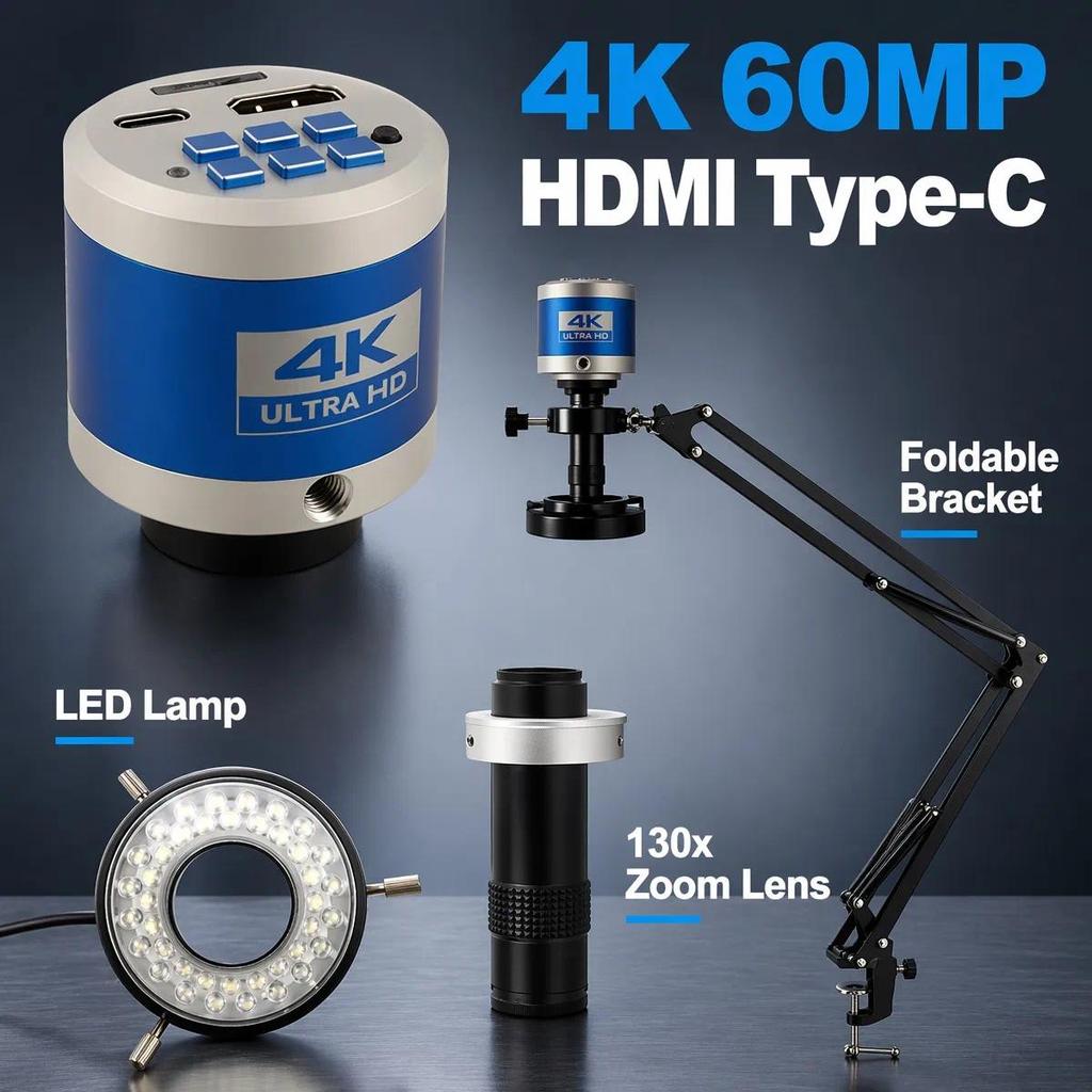 Mikroskop Digital 1080P 4K, Mikroskop Industri Full HD, Kamera Digital C-Mount, Papan Sirkuit Cetak 