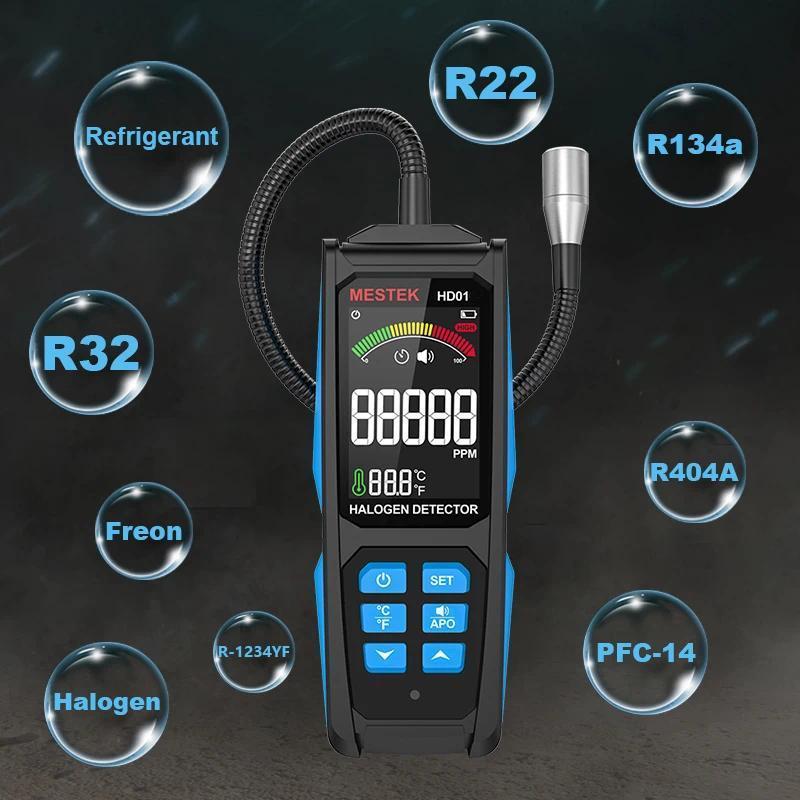 Freon Halogen Gas Analyzer R22 R32 R134a R404a R410a R123a Air Conditioner Leak Detector Refrigerant