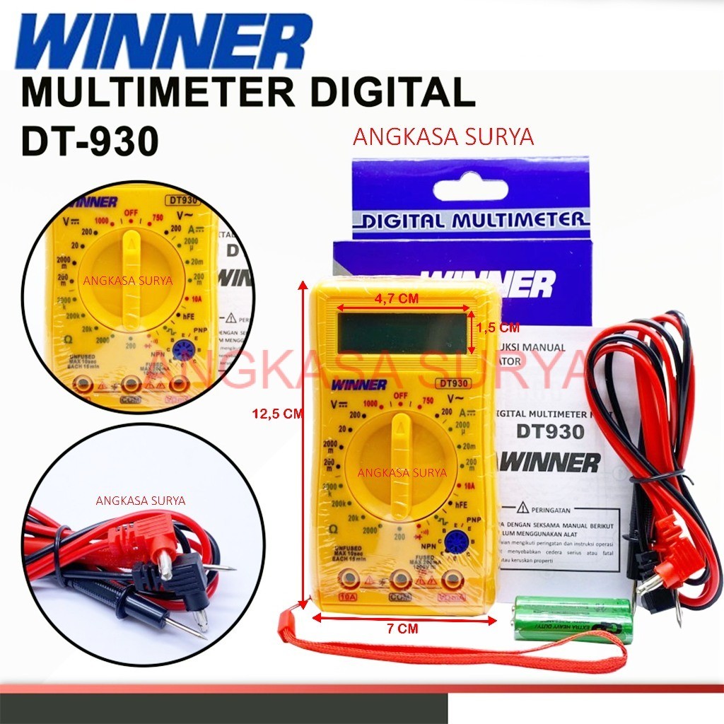 Multimeter / Tester Digital Winner DT930 / HY930 Original / Avo Avometer Multitester Digital Winner 