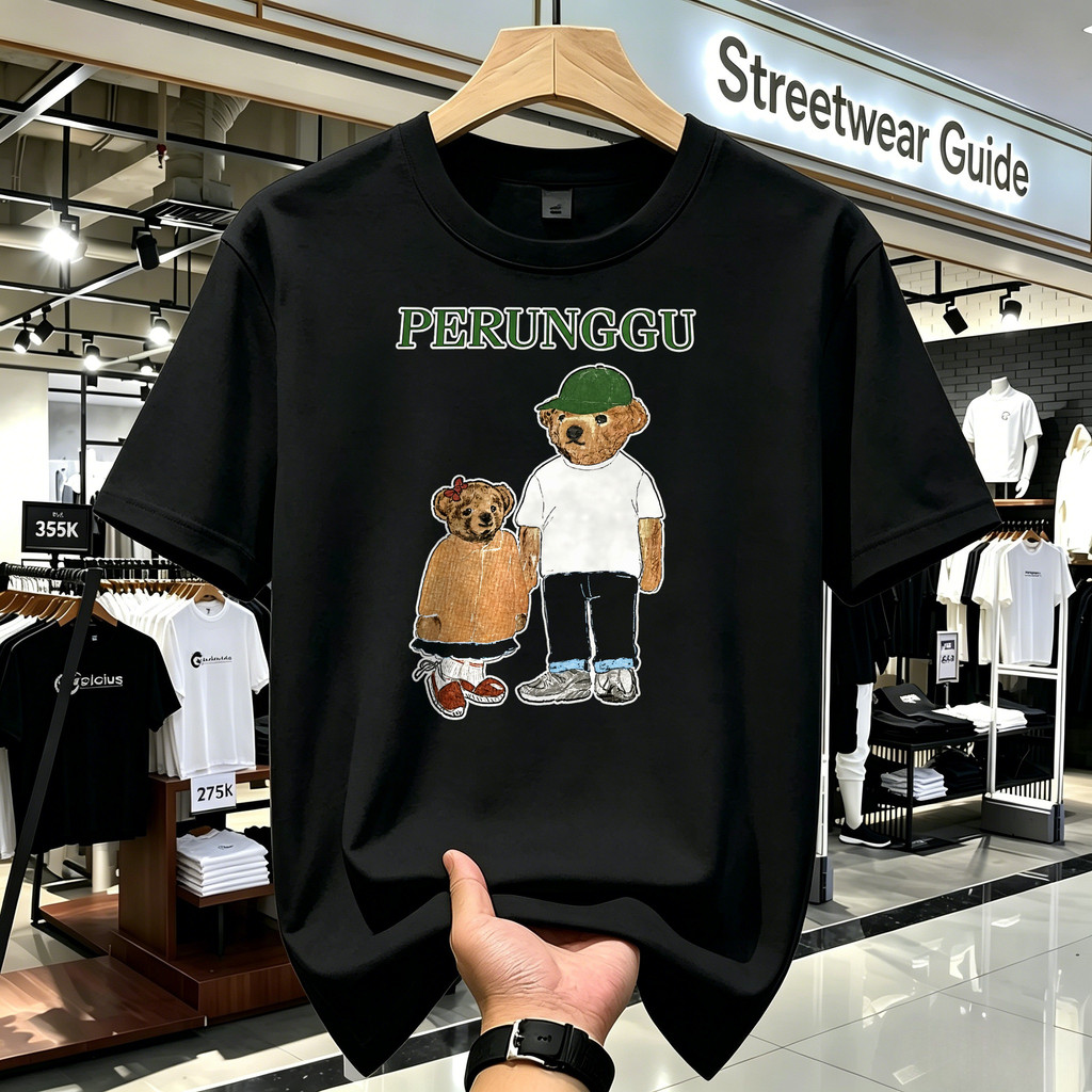 Kaos Pria T-shirt Vintage Perunggu Bear Family, Kaos Oversize Unisex Gaya American Style, Kaos Distr