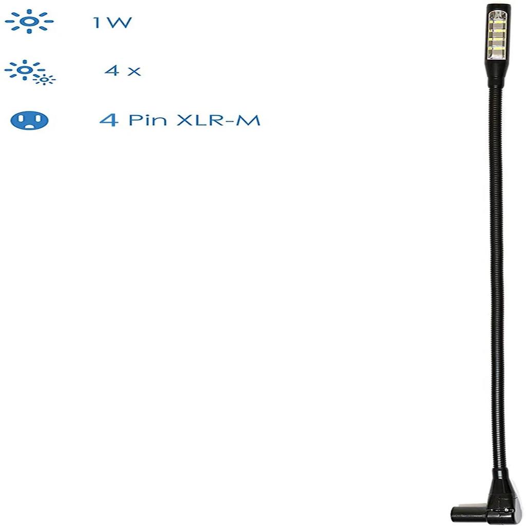 Right Angle Auto Mixer DJ Lamp with Auto Detection,  1.5 W LED,  for 6V - 16V, Midas, Behringer, All