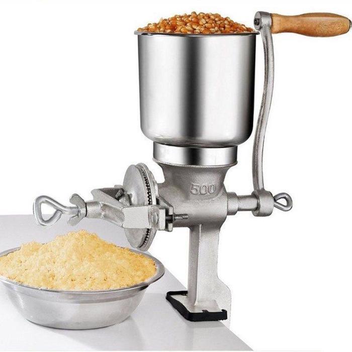 Gilingan Jagung Manual Stainless Steel, Mesin Giling Biji-bijian & Kopi Premium 43cm Hopper Tinggi K