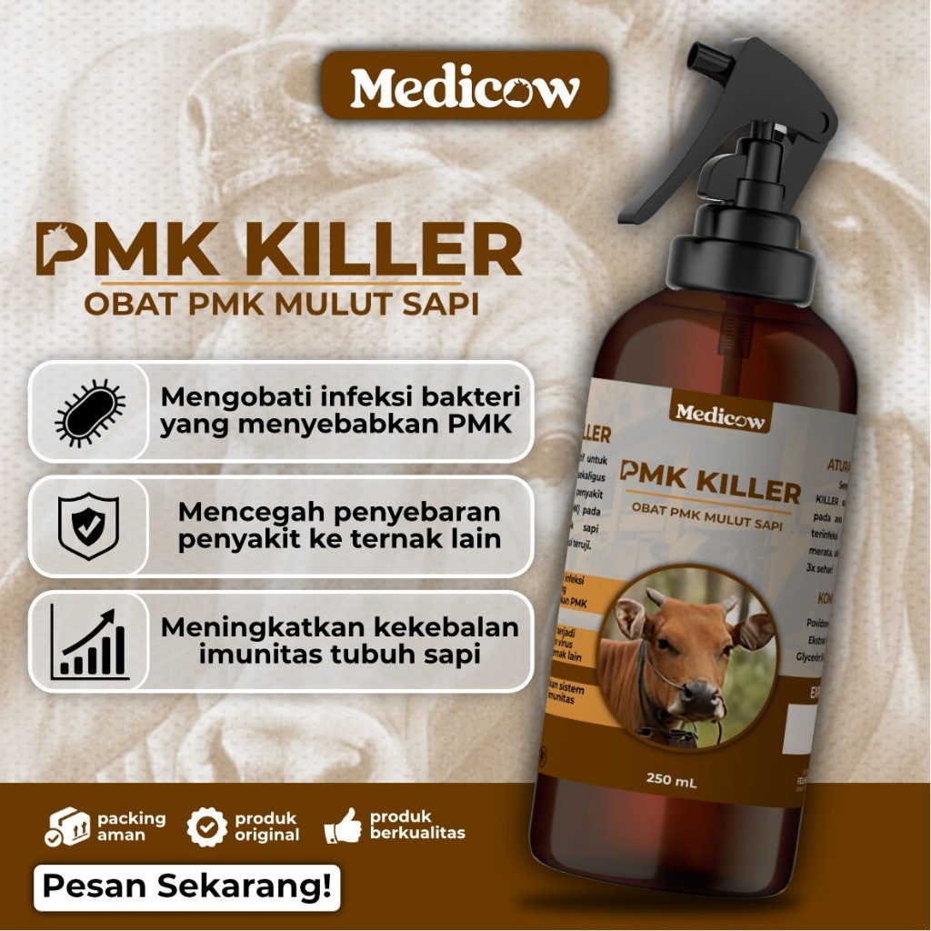 Medicow PMK KILLER atasi PMK pada sapi Obat sariawan sapi penyakit obat pmk sapi paling ampuh 250ml