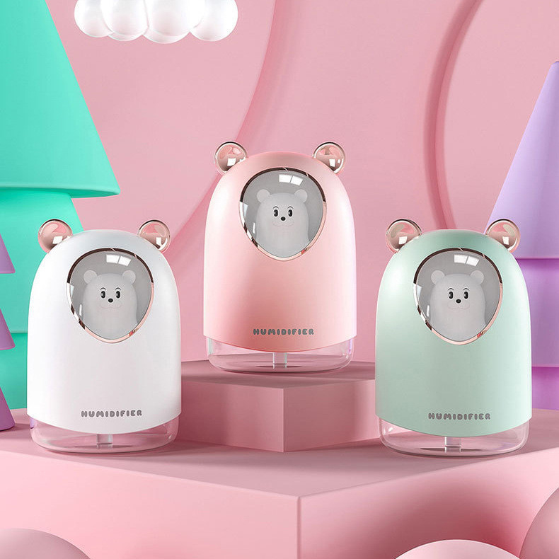 GRWOSIR Humidifier USB Mini Portable Bear dengan Lampu Tidur RGB 7 Warna Pelembap Udara Ultrasonik FS038