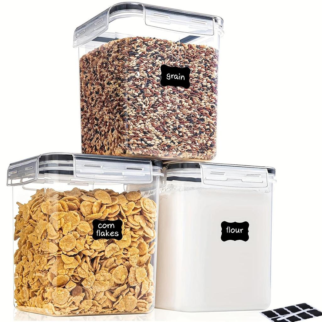 3Pcs Airtight Food Storage Containers 25L,  Pantry Kitchen Organization Set for Flour, Sugar, Plasti