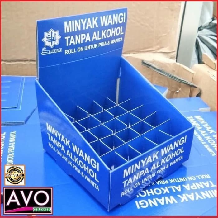 Tatakan dus pajangan parfum botol roll on printed minyak wangi non alkohol
