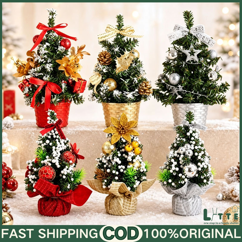LYTTE Pohon Natal Mini Mini Christmas Tree Christmas Tree Red Ribbon Artificial Christmas Tree Hadia