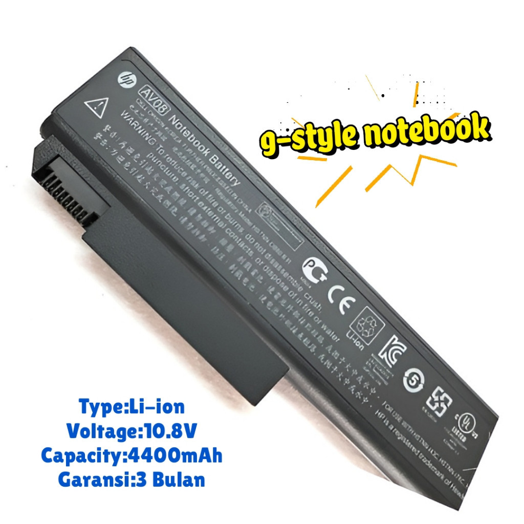 Baterai Laptop HP AV08XL AV08 (8Cell) Original