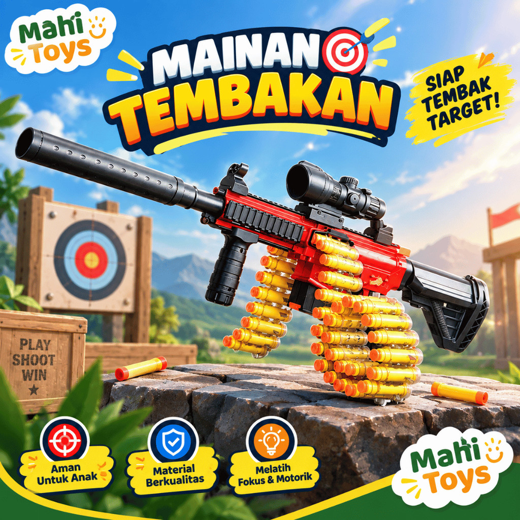 Mahitoys Mainan Tembakan Anak M416 Semi Auto Dart Gun