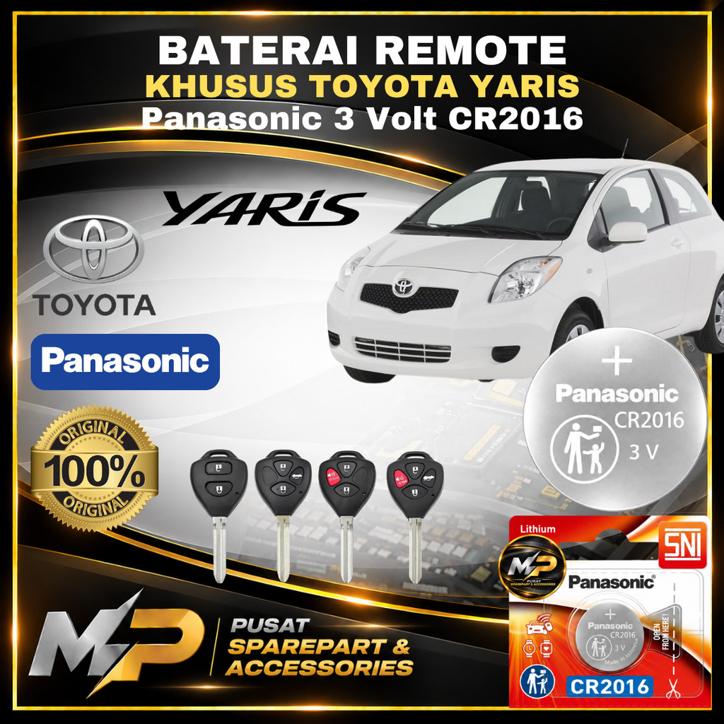 Baterai Remote YARIS - ORIGINAL PANASONIC CR2016 | Battery Remote TOYOTA YARIS | Baterai Kunci Remot