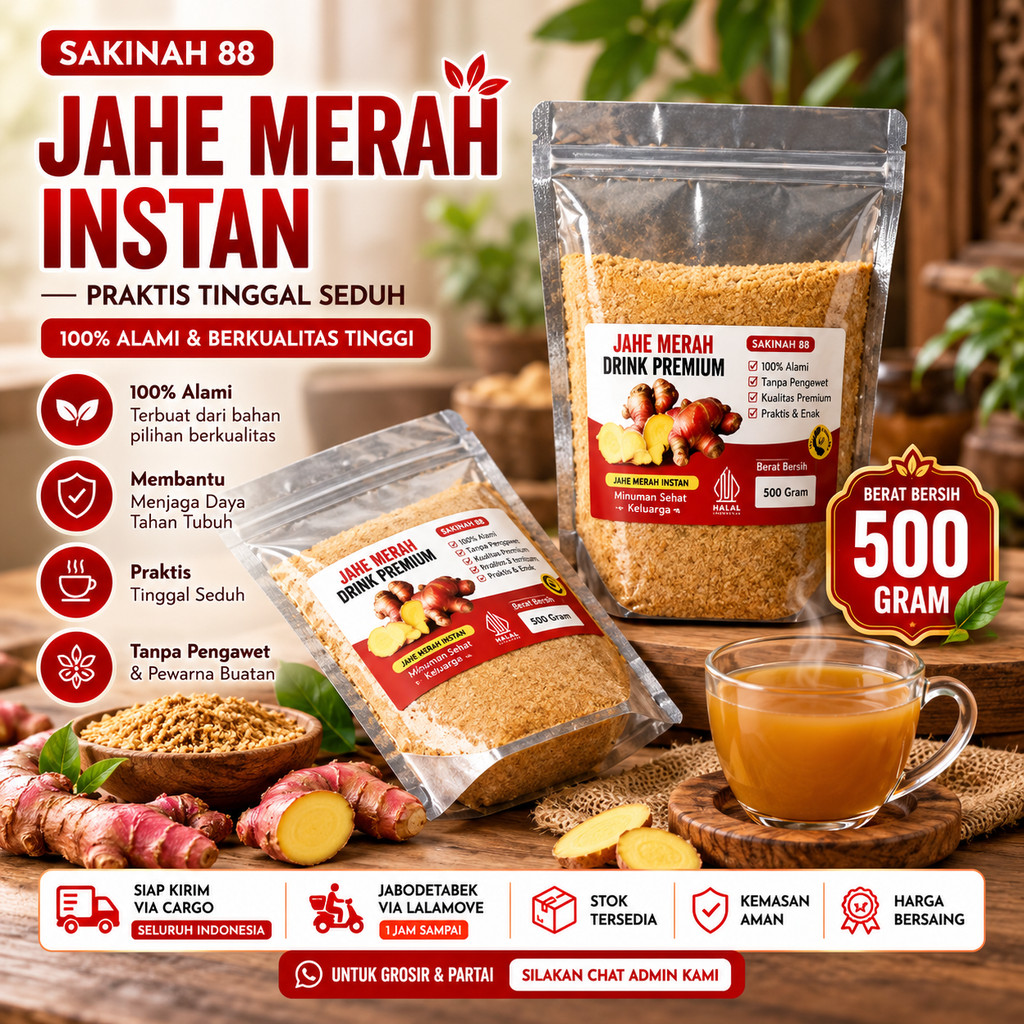 Jahe Merah Bubuk 500Gram / Jahe Merah Bubuk Instant / Bubuk Jahe Merah