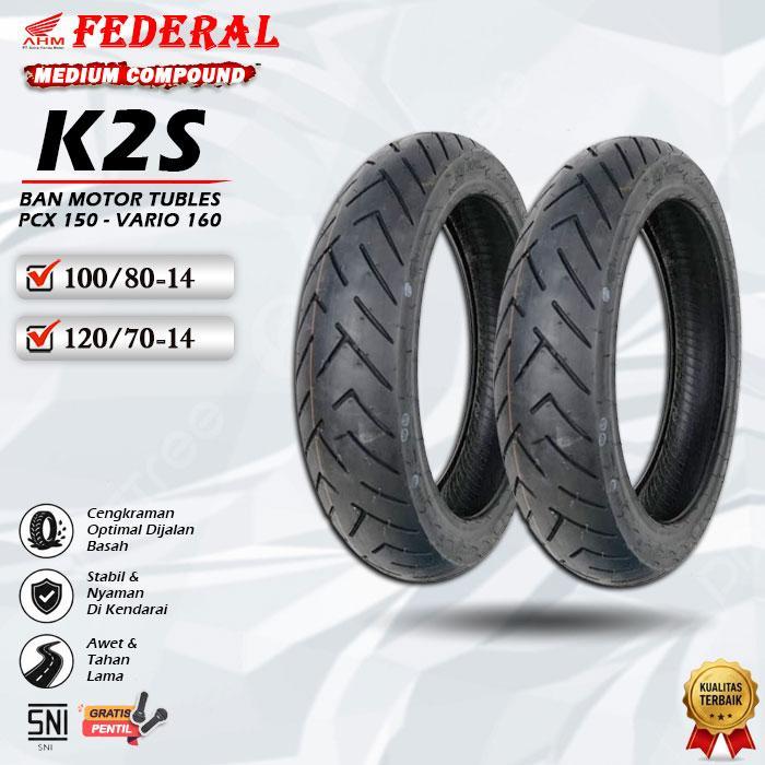 BAN MOTOR RING 14 TUBLES AHM FEDERAL K2S BAN MOTOR TUBLESS PCX 150 VARIO 160 RING 14 TUBELESS
