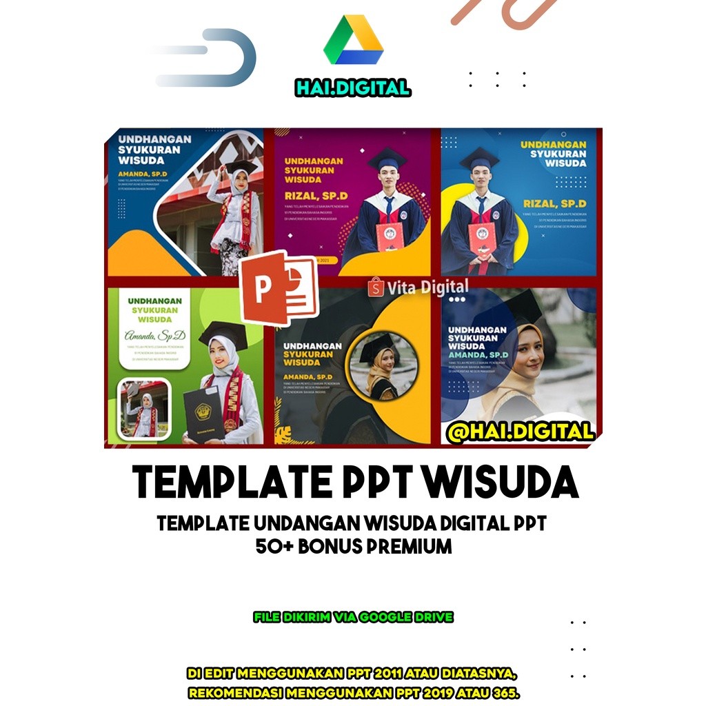 Template Undangan Wisuda Digital PPT 50+ Bonus Premium