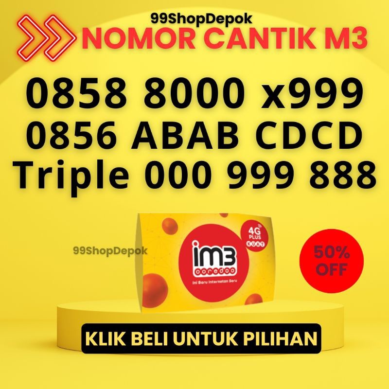 Nomor Cantik Indosat 0000 - Nomer Cantik Indosat ooredoo - Nomor Cantik im3 Triple 000 888 999