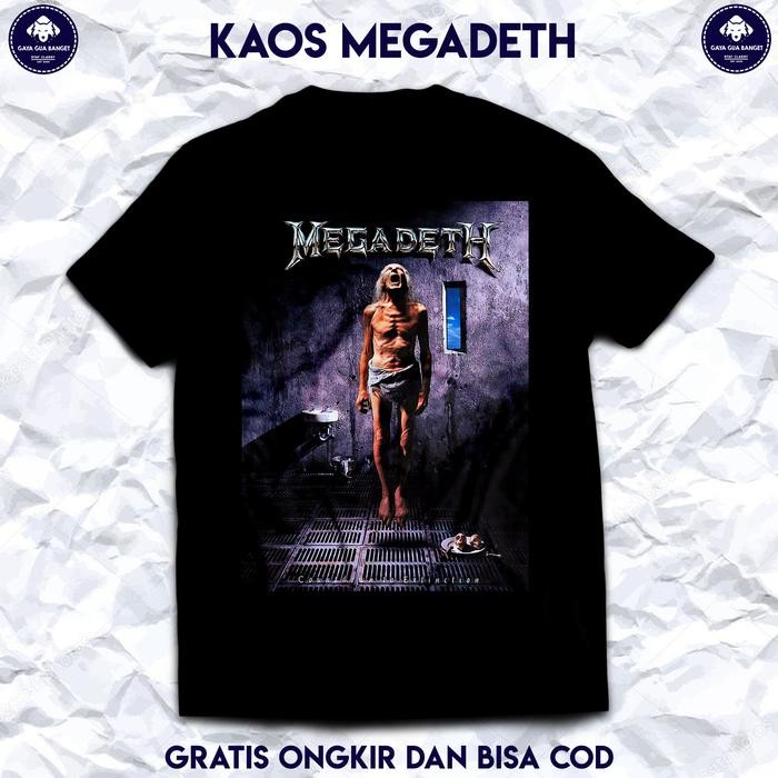 (COD) Kaos Band Pria Megadeth. Kaos Baju Musik Band Metal Megadeth Original. - S