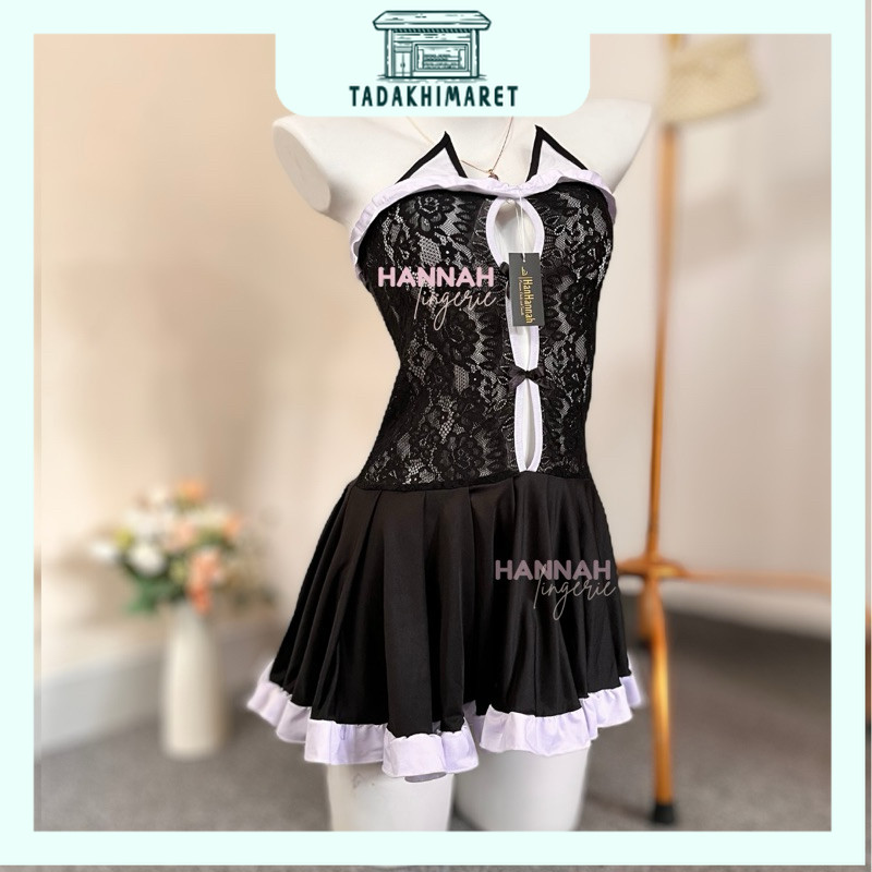 SALE S-6XL by HanHannah.id Baju Dinas Meong Cosplay Lingerie Kucing HanHannah Han Hannah Cat Woman B
