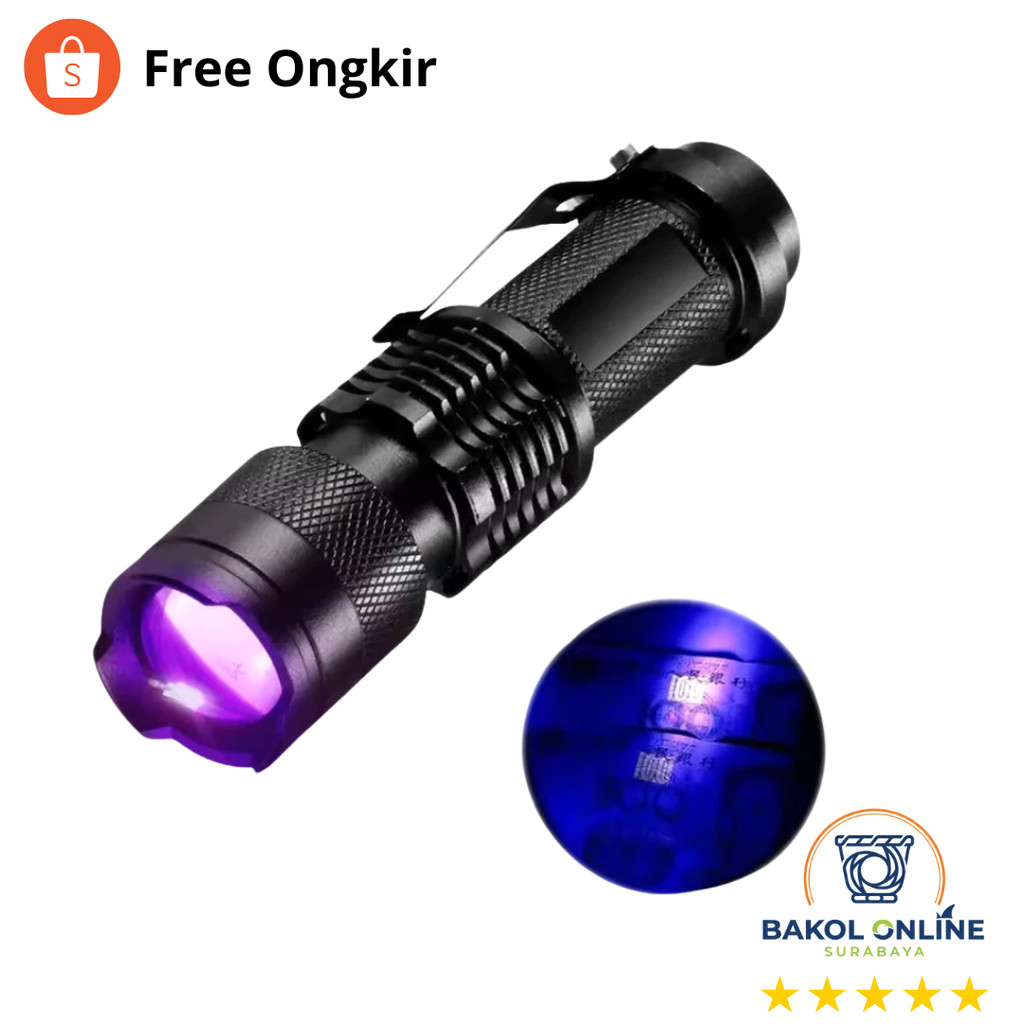 Senter UV LED Flashlight Senter LED Ultraviolet 395 Terbaik Premium