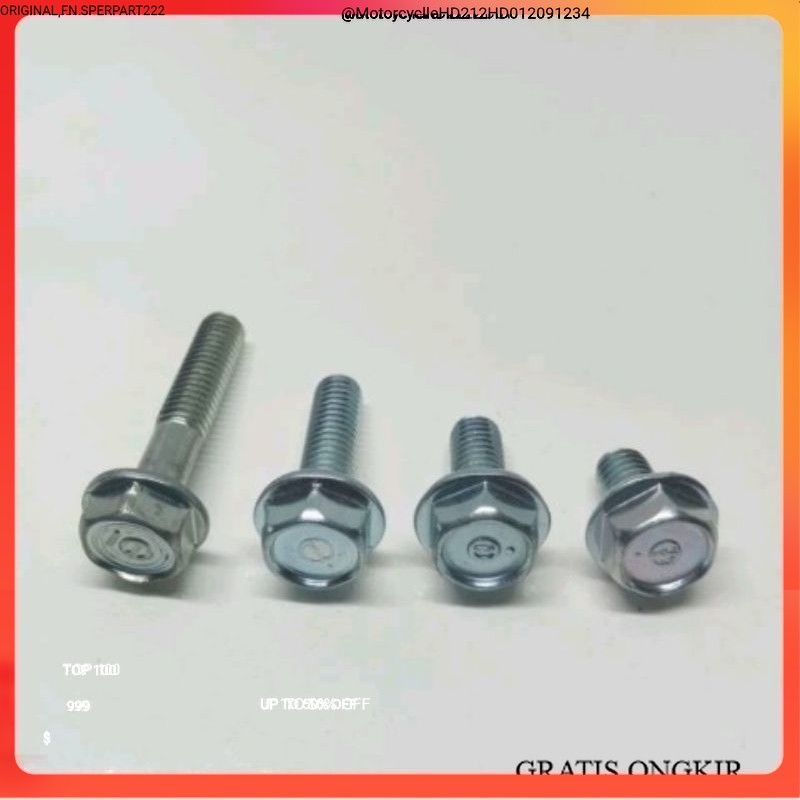 baut 10 M6X10 M6X15 M6X20 M6X30 ORI FLANGE TOPI PANJANG 1 cm 1,5 cm 2 cm OTOMOTIF $ Motorcycle 01 C1