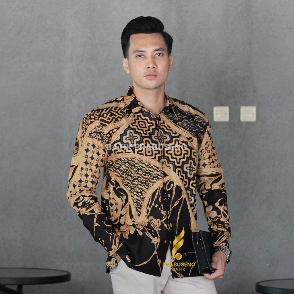 Batik Prabuseno - Batik Pria Lengan Panjang Dobby Reguler Motif Pandita