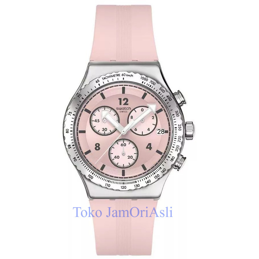 Promo Original SWATCH YVS532 POPPINGLY PINK Jam Tangan Wanita IRONY Garansi Resmi 2 Tahun Swiss Made