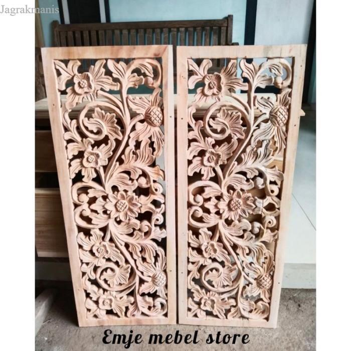 hiasan dinding ukir kayu mahoni ukiran tempel gebyok murah GL17