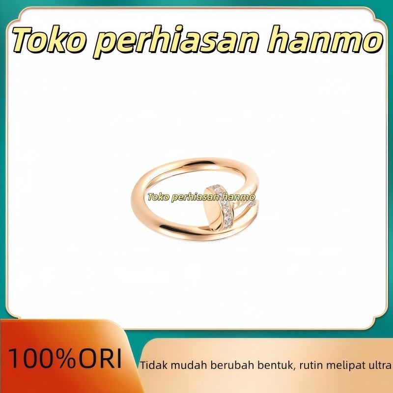 Genuine Cartier jewelry love ring, diamond classic wedding couple ring, single rose gold, white gold
