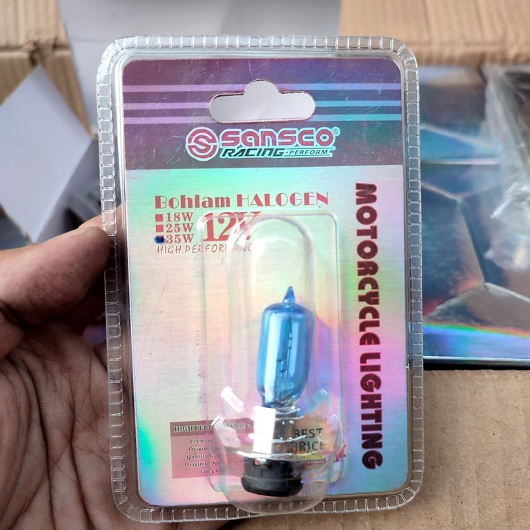 BOLAM HALOGEN SANSCO RACING GENUINE ASLI ORI HID 35W 12v 35 watt 12 volt lampu kaca universal motor 