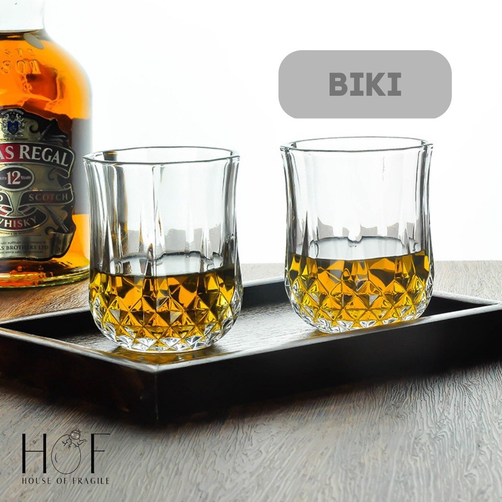BIKI Gelas Whiskey Kaca Gelas Cocktail Kristal Gelas Estetik