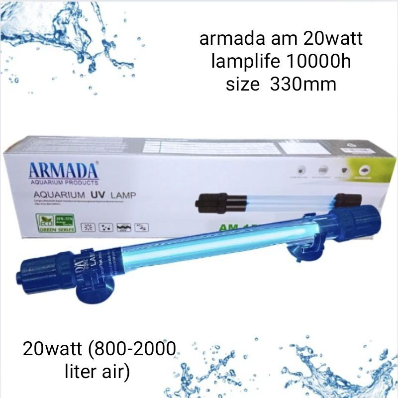 lampu uv 20 watt dan 15watt aquarium kolam koi lampu ultraviolet armada am 20w 15w lampu anti algae 