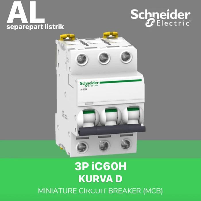 MCB SCHNEIDER 3P iC60H 50A KURVA D50 10kA ORIGINAL A9F85350