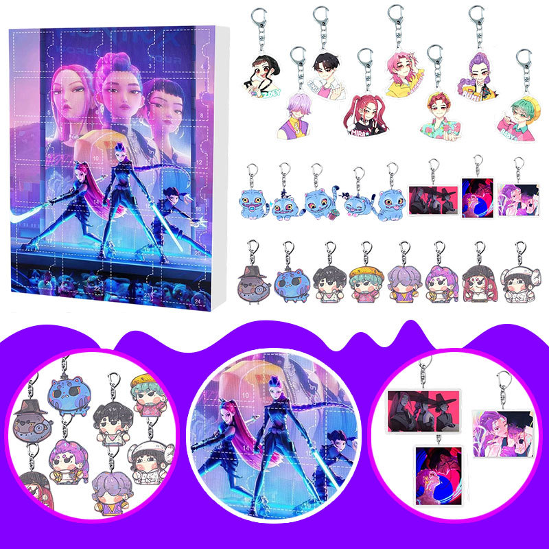 Kpop Demon Hunters Advent Calendar Box Kpop Demon Hunters Keychain Blind Box  Countdown Calendar Gif