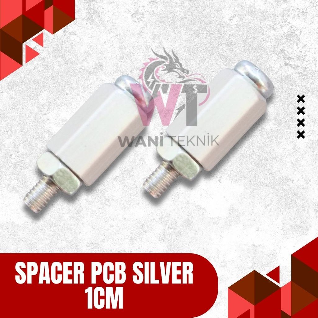 Spacer PCB Silver 1cm - Dudukan PCB 10mm Logam 1 Set Lengkap