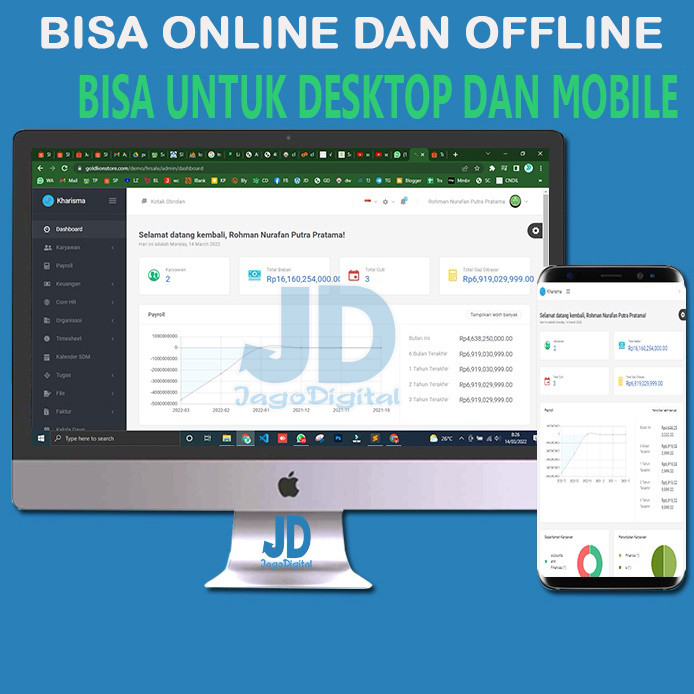 Aplikasi HRD HRIS Payroll dan Penggajian Absensi Cuti karyawan