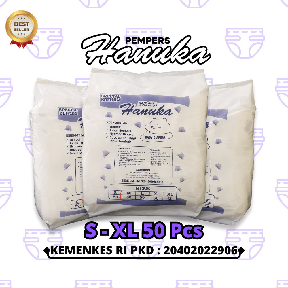 [Risnis Shop] (50PCS) Baby Diapers Hanuka Pants /Pempers Hanuka / Popok Hanuka