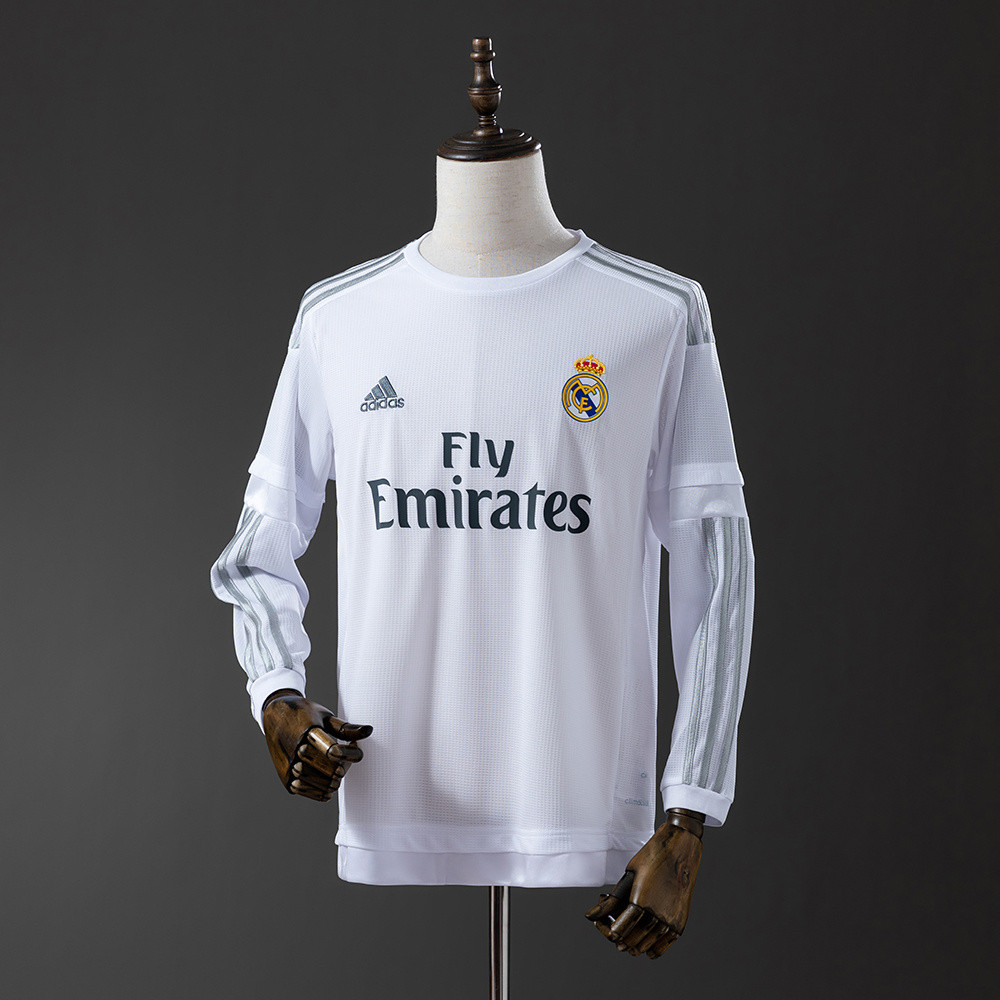 Jersey Real Madrid 15/16 Home Long Sleeve Retro T shirt pria