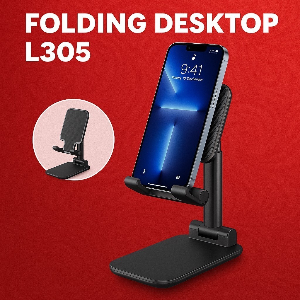 Stand HP Meja Lipat L305 Dudukan Handphone Tablet Plastik Kokoh Bisa Dilipat Tinggi Stabil Murah