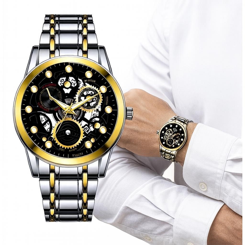 COD AIYISHI Jam tangan pria kuarsa tahan air desain klasik bercahaya malam, Jam tangan mekanik/Origi